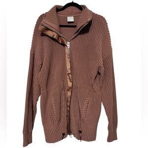 Varley Greenfield Jacket Nutmeg Size M‎ 100% Cotton Ribbed Knit Cardigan Sweater
